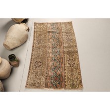 Kayra Export Eskitme Halı Türk Halısı Halı 69X123 Cm Yeşil Halı Organik Yatak Odası Halı  8151