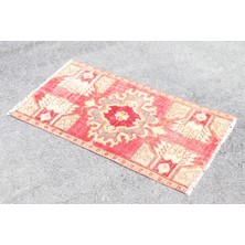 Kayra Export Türk Halısı Eskitme Halı Halı 45X80 Cm Kırmızı Halı El Dokuma Mutfak Halı  Giriş Halı  3553