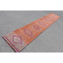 Kayra Export Eskitme Halı Türk Halısı Halı 70X367 Cm Turuncu Halı  Merdiven Halı Bohemsı Koridor Halı  7214