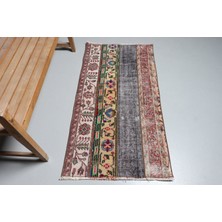 Kayra Export Türk Halısı Eskitme Halı Halı 74X143 Cm Gri Halı El Yapımı Mutfak Halı Dekoratif Duvar Asma Hal