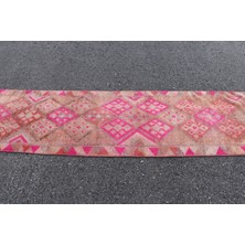Kayra Export Eskitme Halı Türk Halısı Halı 76X390 Cm Bej Halı  Mutfak Halı Ofice Koridor Halı  5324