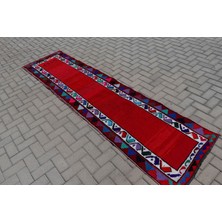 Kayra Export Türk Halısı Eskitme Halı Halı 76X302 Cm Kırmızı Halı Ofice Merdiven Halı El Yapımı Merdiven Hal