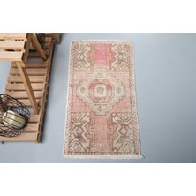 Kayra Export Eskitme Halı Türk Halısı Halı 48X87 Cm Kırmızı Halı  Kapı Paspası Halı El Yapımı Halı