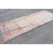 Kayra Export Eskitme Halı Türk Halısı Halı 124X337 Cm Turuncu Halı Yün Koridor Halı Merdiven Halı  4272