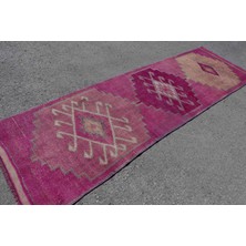 Kayra Export Türk Halısı Eskitme Halı Halı 95X322 Cm Pempe Halı Dekoratif Merdiven Halı  6691