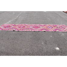 Kayra Export Türk Halısı Eskitme Halı Halı 82X388 Cm Pempe Halı El Yapımı Mutfak Halı Bahçe Mutfak Halı  27
