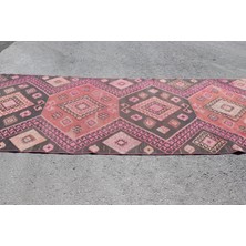 Kayra Export Eskitme Halı Türk Halısı Halı 142X366 Cm Pempe Halı El Yapımı Koridor Halı  4081