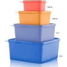 Tupperware Kare Saklama Kabı 4’lü Çok Amaçlı Kutu Renkli Hsgl
