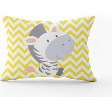 Sarı Gri Zebra Figürlü Dijital Baskılı Çocuk Kırlent Kılıfı CGH782-3550 Çift Tarafı Baskılı