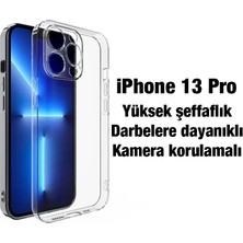 Ally iPhone 13 Pro 6.1inç Kılıf Kamera Korumalı Ultra Ince Şeffaf Silikon Kılıf