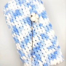 Bebek Star Puffy El Örme Mavi - Beyaz Bebek Battaniyesi