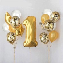 Tatlı Günler 1 Yaş Gold Folyo Balon Şeffaf Balon Seti Doğum Günü Parti Seti Team