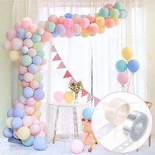 Tatlı Günler Makaron Karışık Balon 50 Adet. ve Balon Zincir Aparatı 5 mt