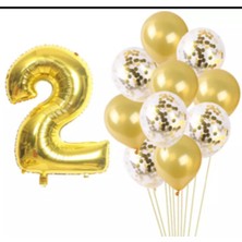 Tatlı Günler 2 Yaş Gold Konfetili Şeffaf Balon Seti