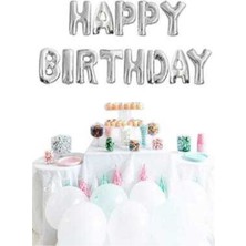 Tatlı Günler Happy Birthday Gümüş Harf Folyo Balon Set