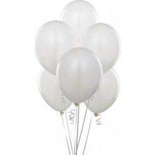 Tatlı Günler Kbk Market 25 Adet Metalik Lateks Balon Sedefli Beyaz Renk
