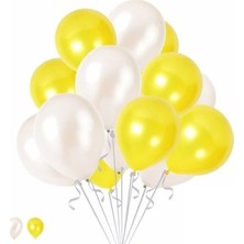 Tatlı Günler Happy Land 15 Sarı 15 Beyaz Konsept Balonlar Metalik Parlak 30-35 cm