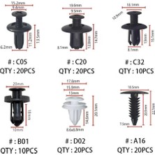 UniChrome 6 Boyutu 100 Adet Oto Fastener Klip Tampon Kapı Pervazı Tutucu Raptiye SETI-100 Parça-6 Çeşit