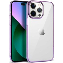 Coverzone IPhone 14 Pro Max Ile Uyumlu Kılıf Dört Köşe Renkli Sert Plastik Pixel Kapak Açık Mor