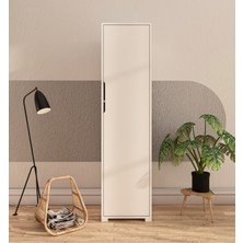 VM VERTEX MOBİLYA Vertex Mobilya Flora 1 Kapaklı 5 Raflı Gardırop Beyaz Elbise Dolabı