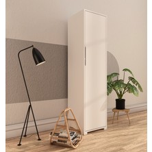 VM VERTEX MOBİLYA Vertex Mobilya Flora 1 Kapaklı 5 Raflı Gardırop Beyaz Elbise Dolabı