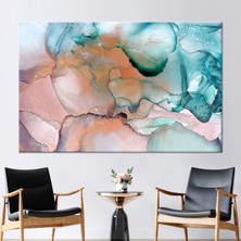 Kayra Export 1 Parça Kanvas Tablo, Yeşil ve Pembe Mermer Duvar Sanatı, Altın Mermer Kanvas Sanatı,