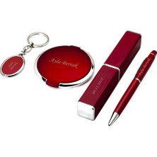 Hediye Shop Kalem, Ayna ve Anahtarlık Seti - Kırmızı