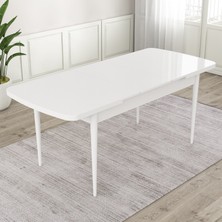Canisa Concept Kar Serisi 80 x 132 cm Açılabilir Mdf Mutfak Masa Takımı Beyaz Masa 6 Sandalye