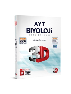 3D Yayınları AYT Biyoloji Soru Bankası 232 Sayfa Mesleki Hazırlık İçin Detaylı