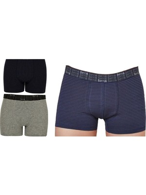 Berrak 4475 Erkek Çizgili Boxer Çok Renkli 6'lı Paket