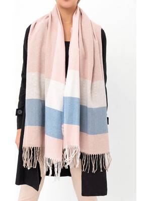 Saria Moda Yumuşak Dokulu Balık Sırtı Desenli Kalın Omuz Şalı