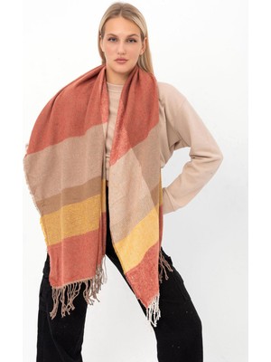 Saria Moda Yumuşak Dokulu Balık Sırtı Desenli Kalın Omuz Şalı