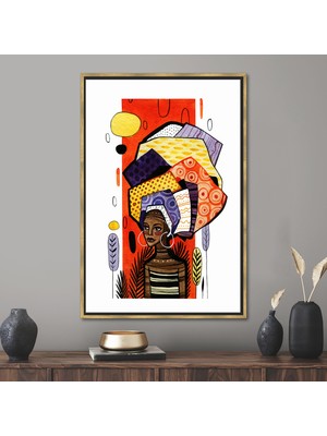 Kayra Export 1 Parça Gold Çerçeveli Kanvas Tablo, Afrikalı Kadın, Kadın Kanvas Sanatı, Etnik Kadın Sanat,