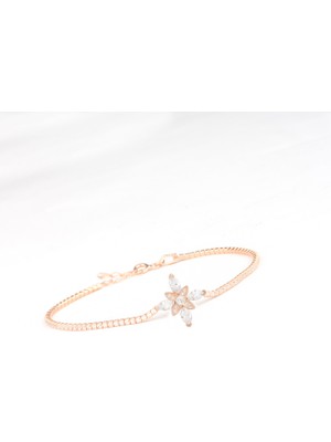 Miavi Silver 925 Ayar Gümüş Beyaz Taşlı Umut Çiçeği Su Yolu Bileklik