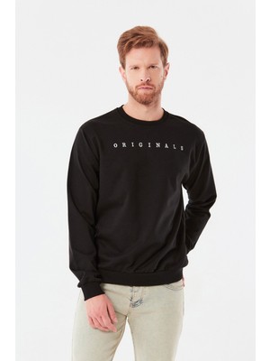 FullaModa Originals Yazılı Bisiklet Yaka Sweatshirt