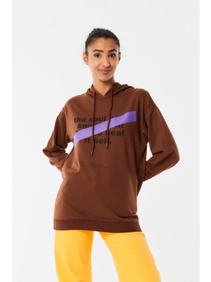 FullaModa Kapüşonlu Baskılı Sweatshirt