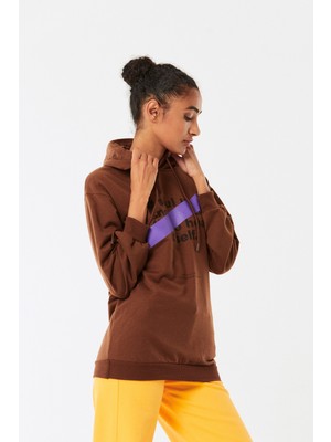 FullaModa Kapüşonlu Baskılı Sweatshirt