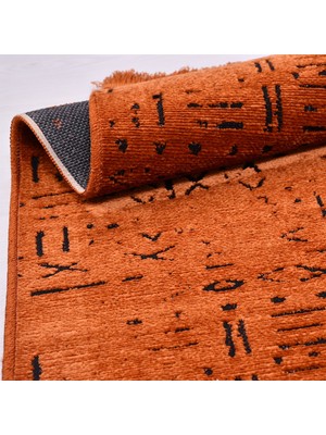 Çam Halı Crea Decolux Vena 8010 Kiremit Özel Kaymaz Tabanlı Pamuk Dokuma Kilim