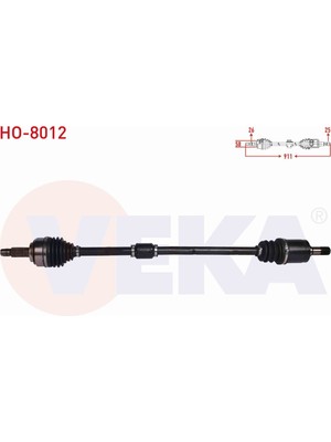 Veka  Honda Cıvıc Ix 1.6i 5 A-T Uzunluk 911 mm 2012-2016 Komple Aks Sağ Ön 44305TR0J01