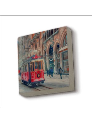 Sadrazam Nostaljik Tramvay Baskılı Doğaltaş  MAGNET(KRT-046)