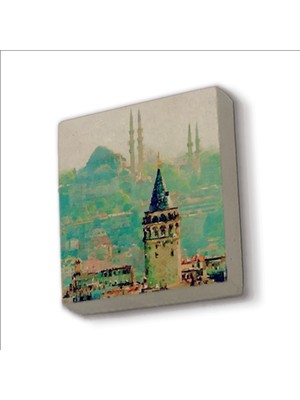 Sadrazam Galata Kulesi + Süleymaniye Camii Baskılı Doğaltaş  MAGNET(KRT-023)