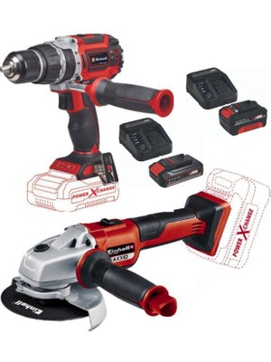 Einhell Tp-Cd 18/60 Li-I Bl Vidalama Matkap Axxio 125MM Avuç Taşlama 2.5AH+4.0AH Kömürsüz Set