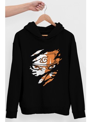 Rock&Roll Sert Naruto Siyah Kapüşonlu Erkek Sweatshirt