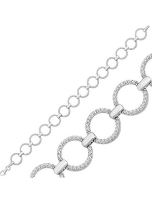 Inure Jewelry Gümüş Yuvarlak Taşlı Kadın Bileklik