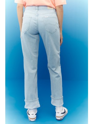 Lee Kadın Jane Cuffed Straight Fit Yüksek Bel Jean Kot Pantolon