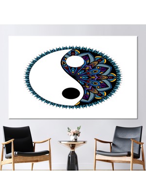 Kayra Export 1 Parça Kanvas Tablo, Işyeri Kanvas Dekor, Ilham Verici 3 Boyutlu Kanvas, Mandala Yin Yang Sanat,