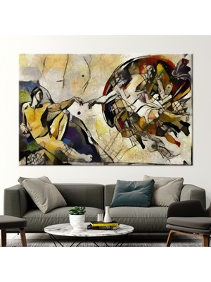 Kayra Export 1 Parça Kanvas Tablo, Soyut Kanvas Sanatı, Adam Sanat Eseri, Oil Duvar Süsü, Michelangelo Kanvas San