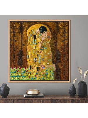 Kayra Export 1 Parça Naturel Çerçeveli Kanvas Tablo, Gustav Klimt Duvar Dekoru, Oil Kanvas Poster,