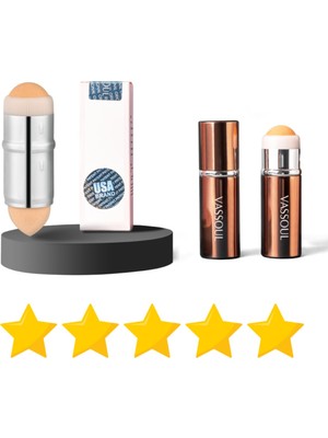 Vassoul Volkanik Taş Yüz Roller, Yağ Emici, Cilt Matlaştırıcı Lav Taş + Makyaj Süngeri