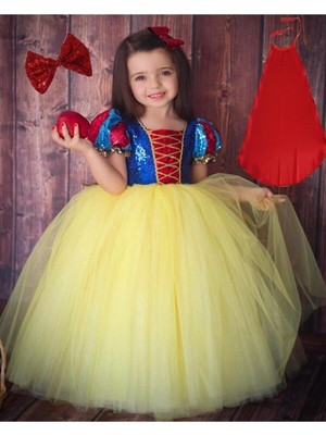 Dilay Damla Kids Tarlatanlı Pelerin ve Taç Armağanlı Pamuk Prenses Kostümü